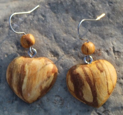 Palo santo heart earrings